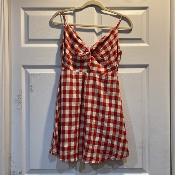 Cotton Candy LA Red Gingham Check Cut Out Dress S - Picture 2 of 7